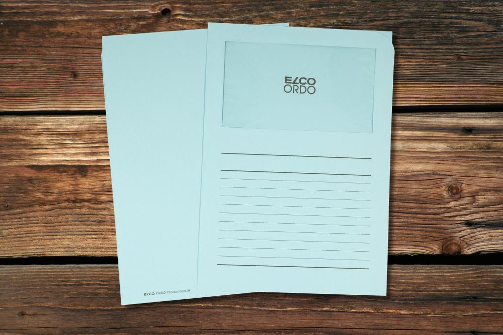 Ordnungsmappen mit Sichtfenster und Linien 220x310 mm Hellblau 120 g/qm